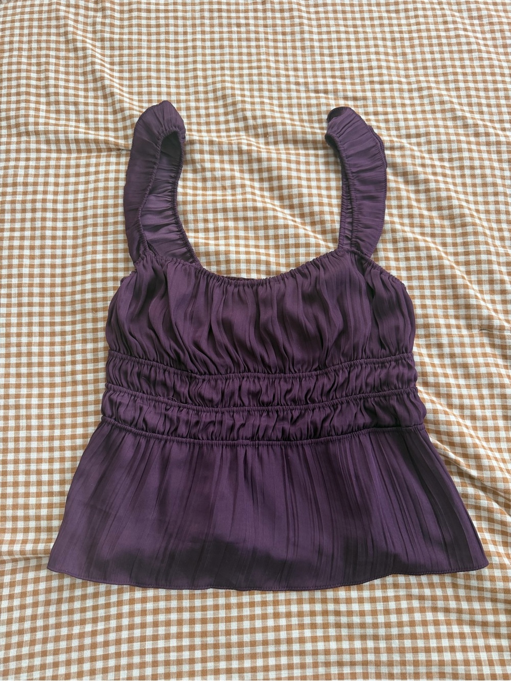 Anthropologie Deep Purple Ruched Sleeveless Tank